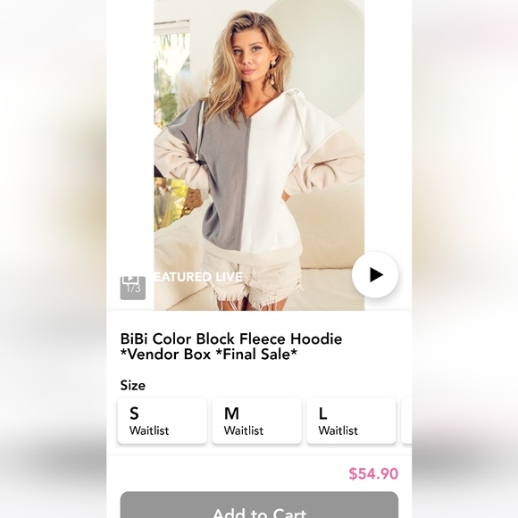 NWT Bibi fleece color block hoodie size large - Picture 2 of 9